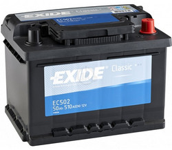 Аккумуляторная батарея Exide 50 А/ч, 510 А | Артикул EC502