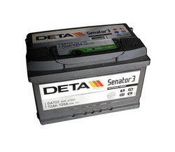 Аккумуляторная батарея Deta 72 А/ч, 720 А | Артикул DA722