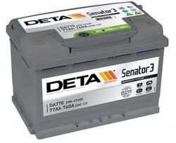 Аккумуляторная батарея Deta 77 А/ч, 760 А | Артикул DA770